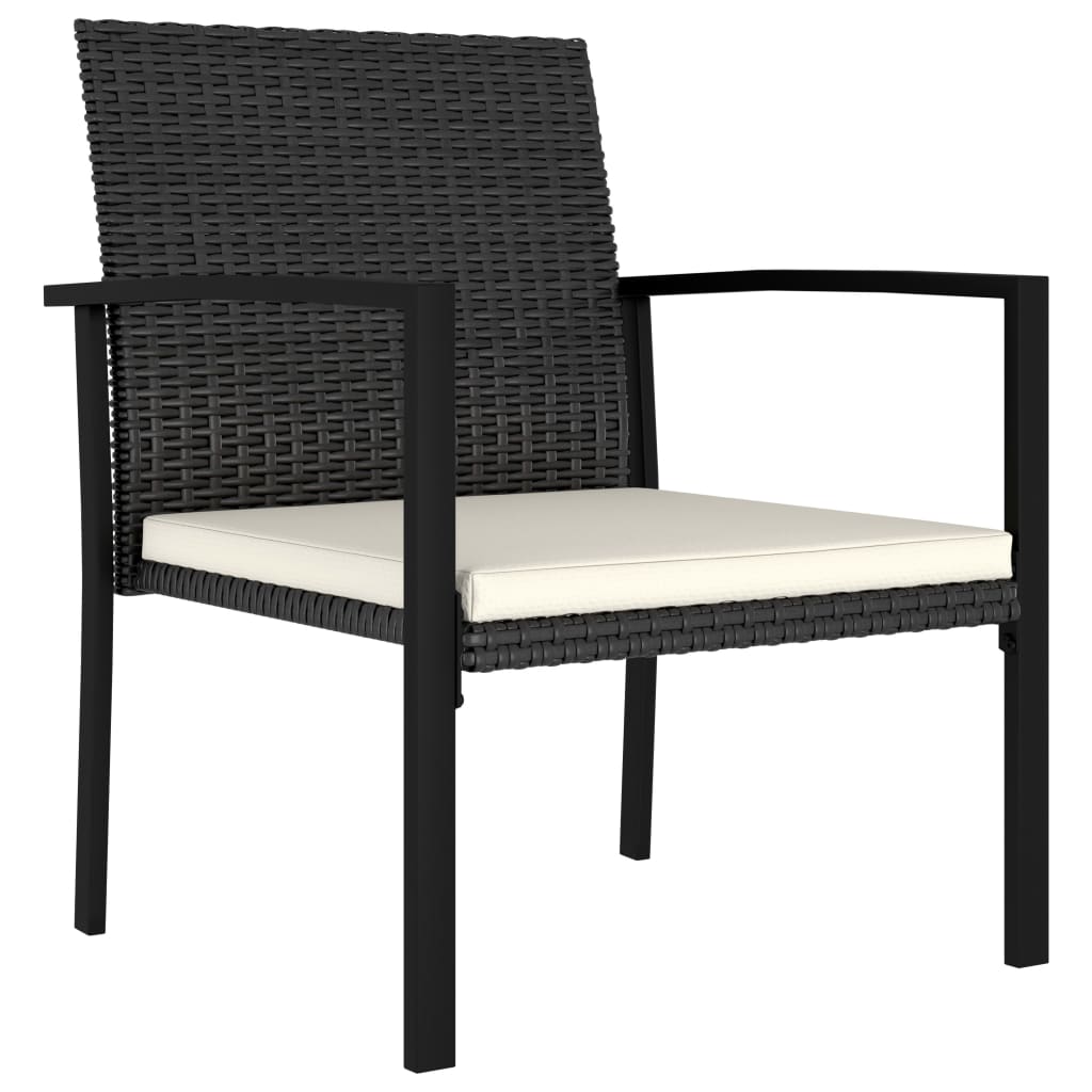 Set da Pranzo da Giardino 3 pz in Polyrattan Nero - homemem39