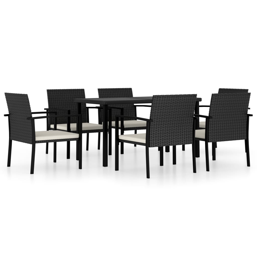 Set da Pranzo da Giardino 7 pz in Polyrattan Nero - homemem39