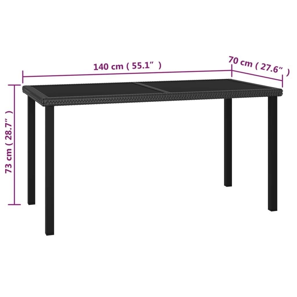 Set da Pranzo da Giardino 7 pz in Polyrattan Nero - homemem39