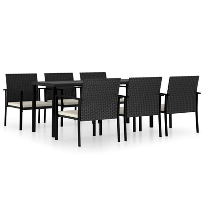 Set da Pranzo da Giardino 7 pz in Polyrattan Nero - homemem39