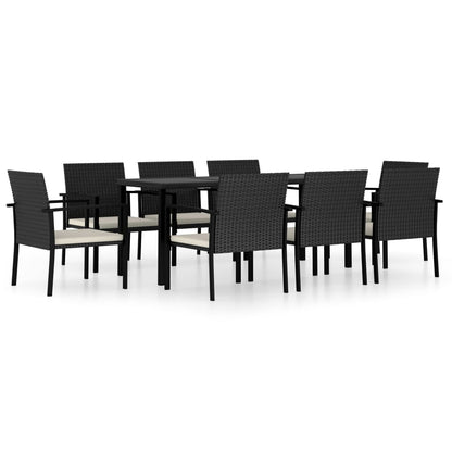 Set da Pranzo da Giardino 9 pz in Polyrattan Nero - homemem39