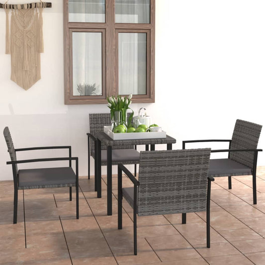 Set da Pranzo da Giardino 5 pz in Polyrattan Grigio - homemem39