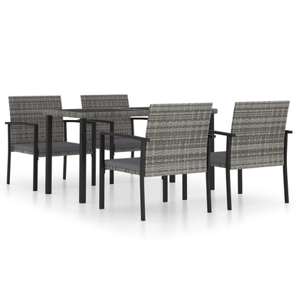 Set da Pranzo da Giardino 5 pz in Polyrattan Grigio - homemem39