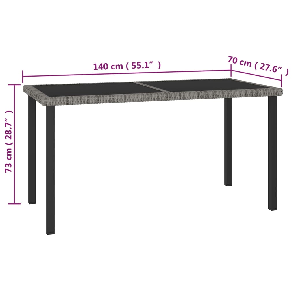 Set da Pranzo da Giardino 5 pz in Polyrattan Grigio - homemem39