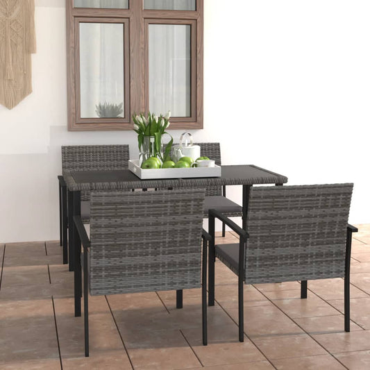 Set da Pranzo da Giardino 5 pz in Polyrattan Grigio - homemem39