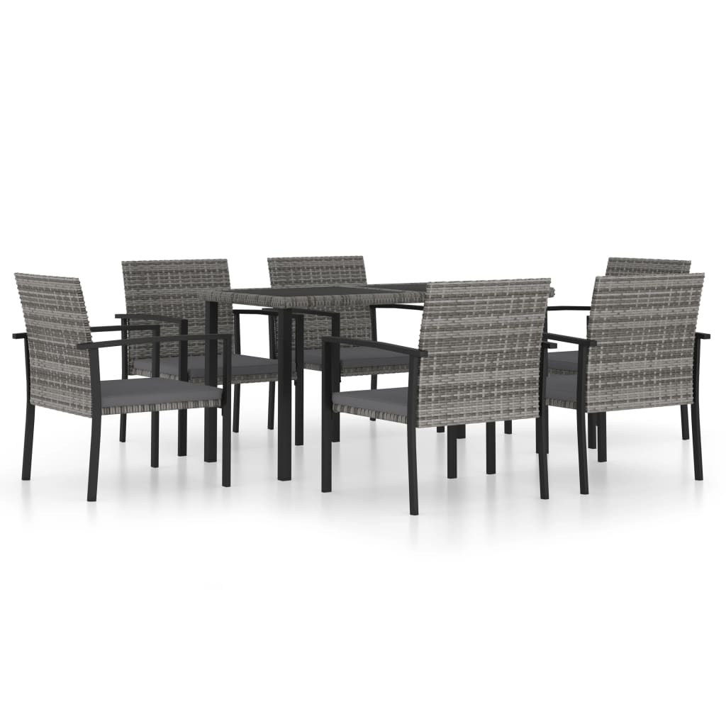 Set da Pranzo da Giardino 7 pz in Polyrattan Grigio - homemem39