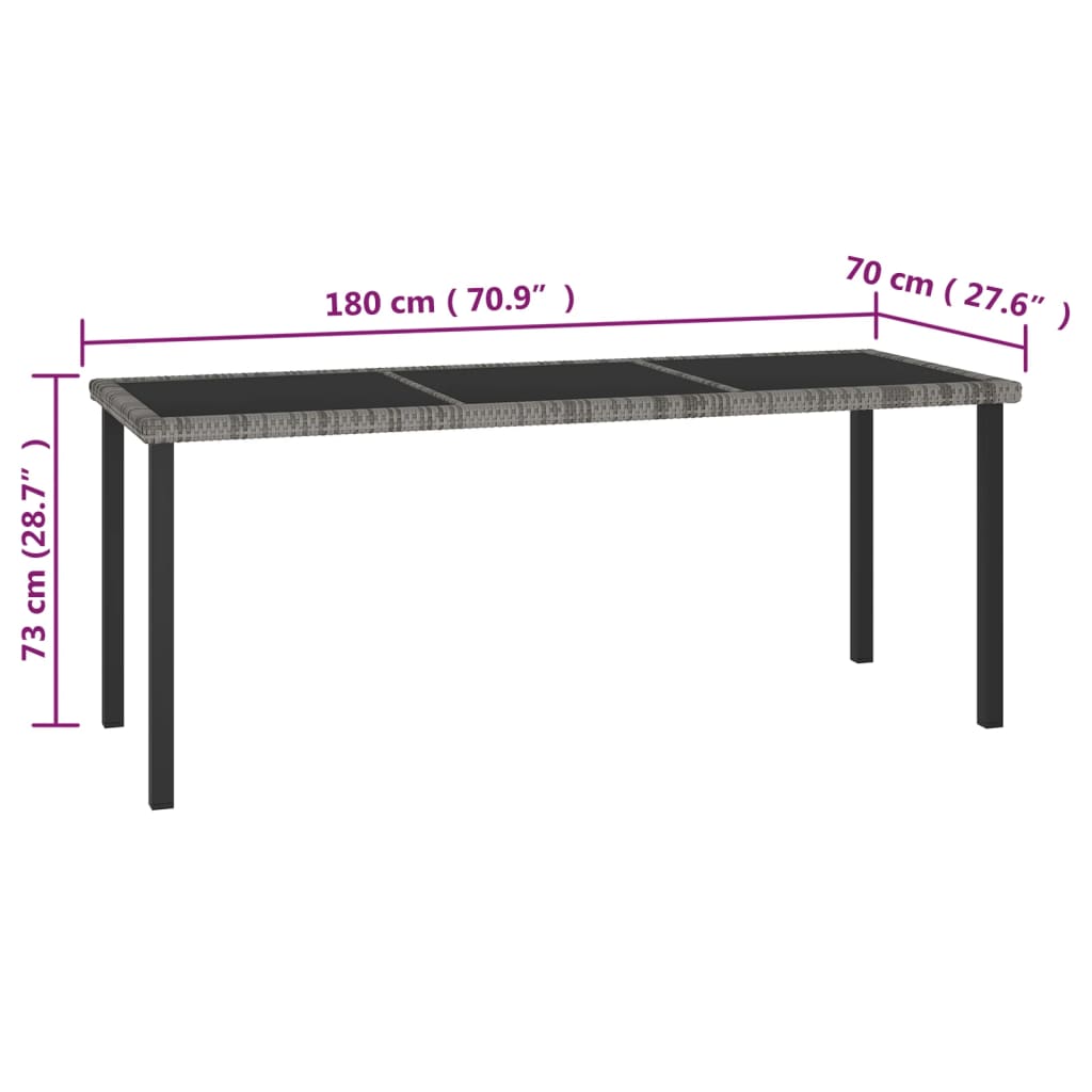 Set da Pranzo da Giardino 7 pz in Polyrattan Grigio - homemem39