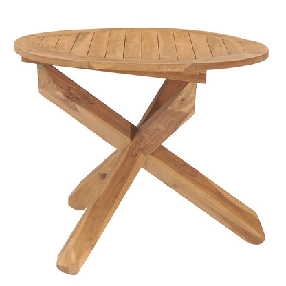 Tavolo da Pranzo da Giardino Ø90x75cm in Legno Massello di Teak - homemem39