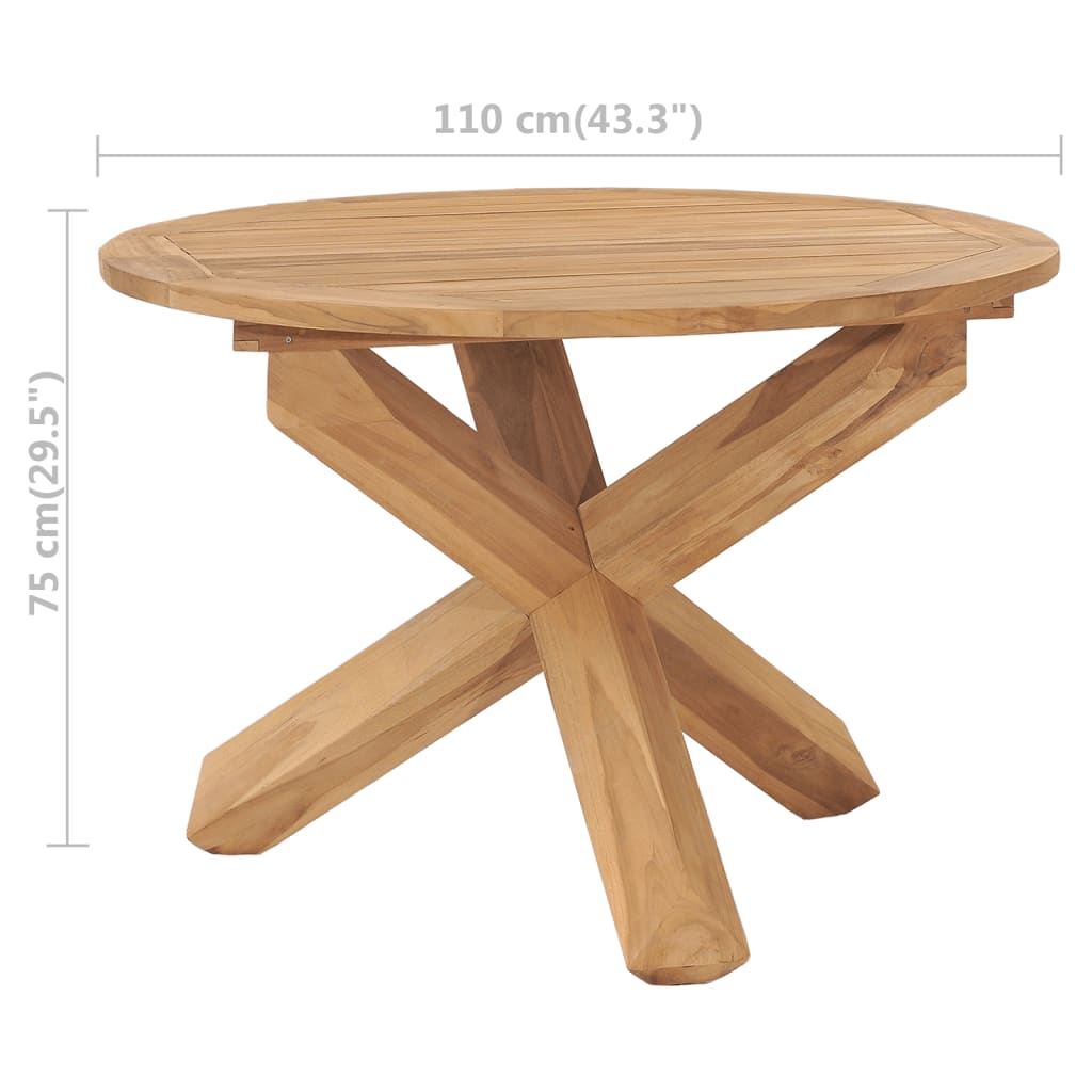 Tavolo da Pranzo da Giardino Ø110x75 cm Legno Massello di Teak - homemem39