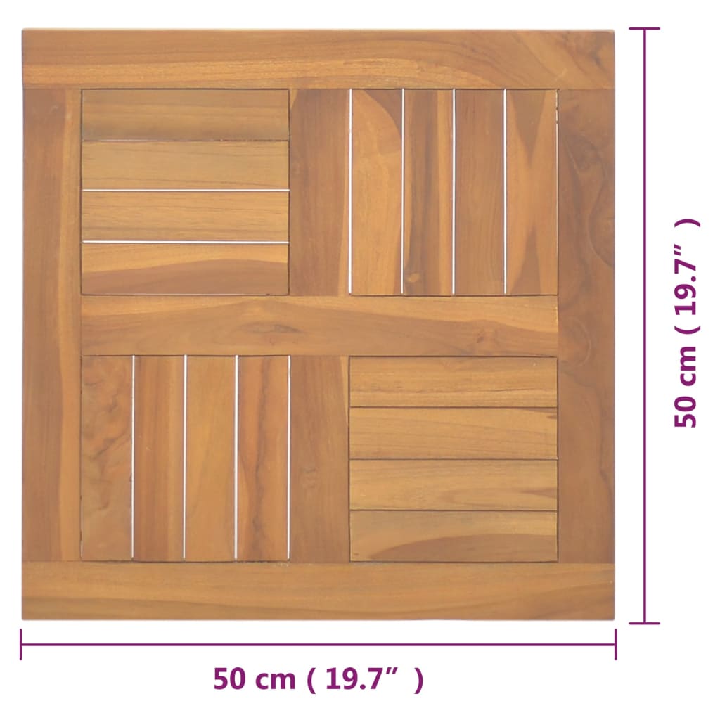 Piano Tavolo Quadrato 50x50x2,5 cm in Legno Massello di Teak - homemem39