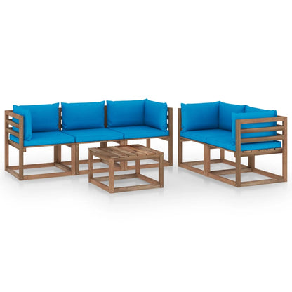 Set Divani da Giardino 6 pz con Cuscini Blu Chiaro - homemem39