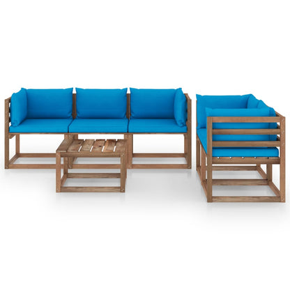 Set Divani da Giardino 6 pz con Cuscini Blu Chiaro - homemem39