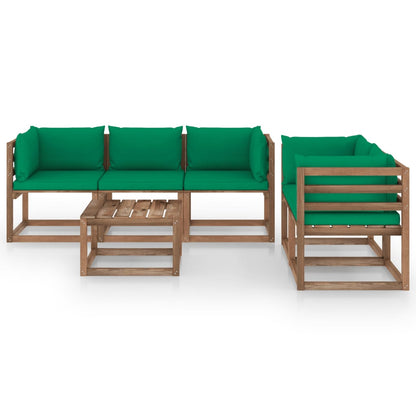 Set Divani da Giardino 6 pz con Cuscini Verdi - homemem39