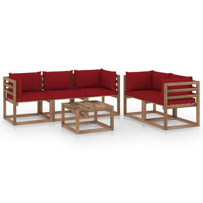 Set Divani da Giardino 6 pz con Cuscini Rosso Vino - homemem39