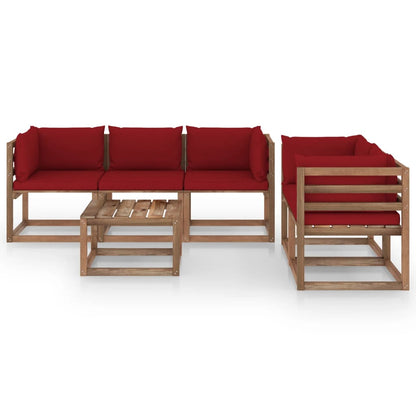 Set Divani da Giardino 6 pz con Cuscini Rosso Vino - homemem39