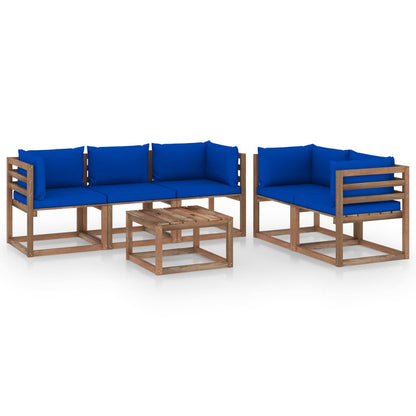 Set Divani da Giardino 6 pz con Cuscini Blu - homemem39