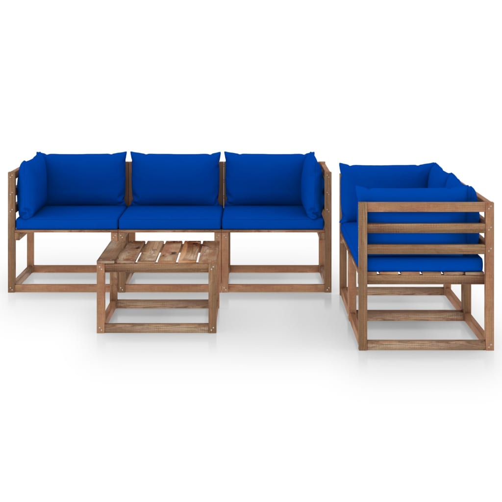 Set Divani da Giardino 6 pz con Cuscini Blu - homemem39