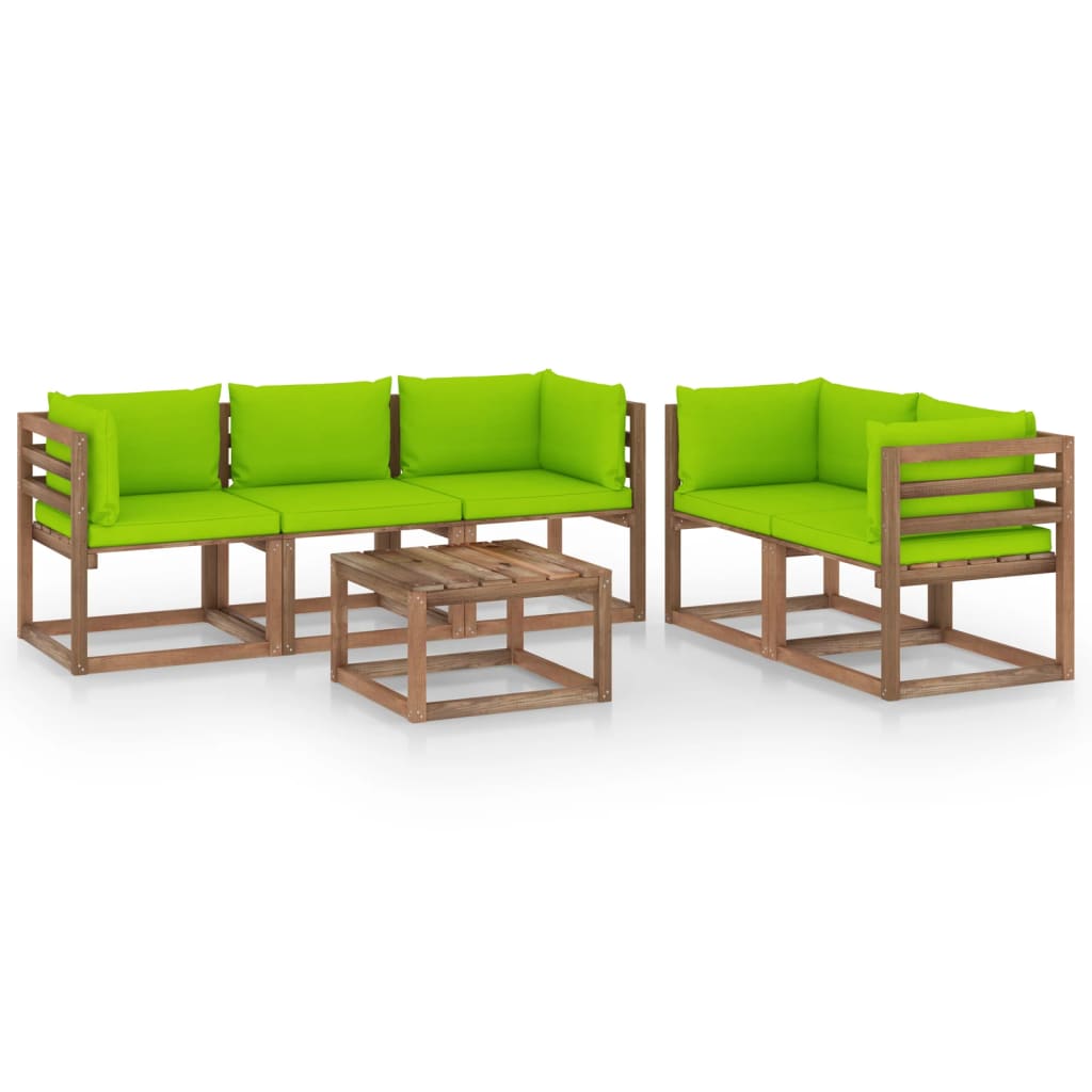 Set Divani da Giardino 6 pz con Cuscini Verde Brillante - homemem39