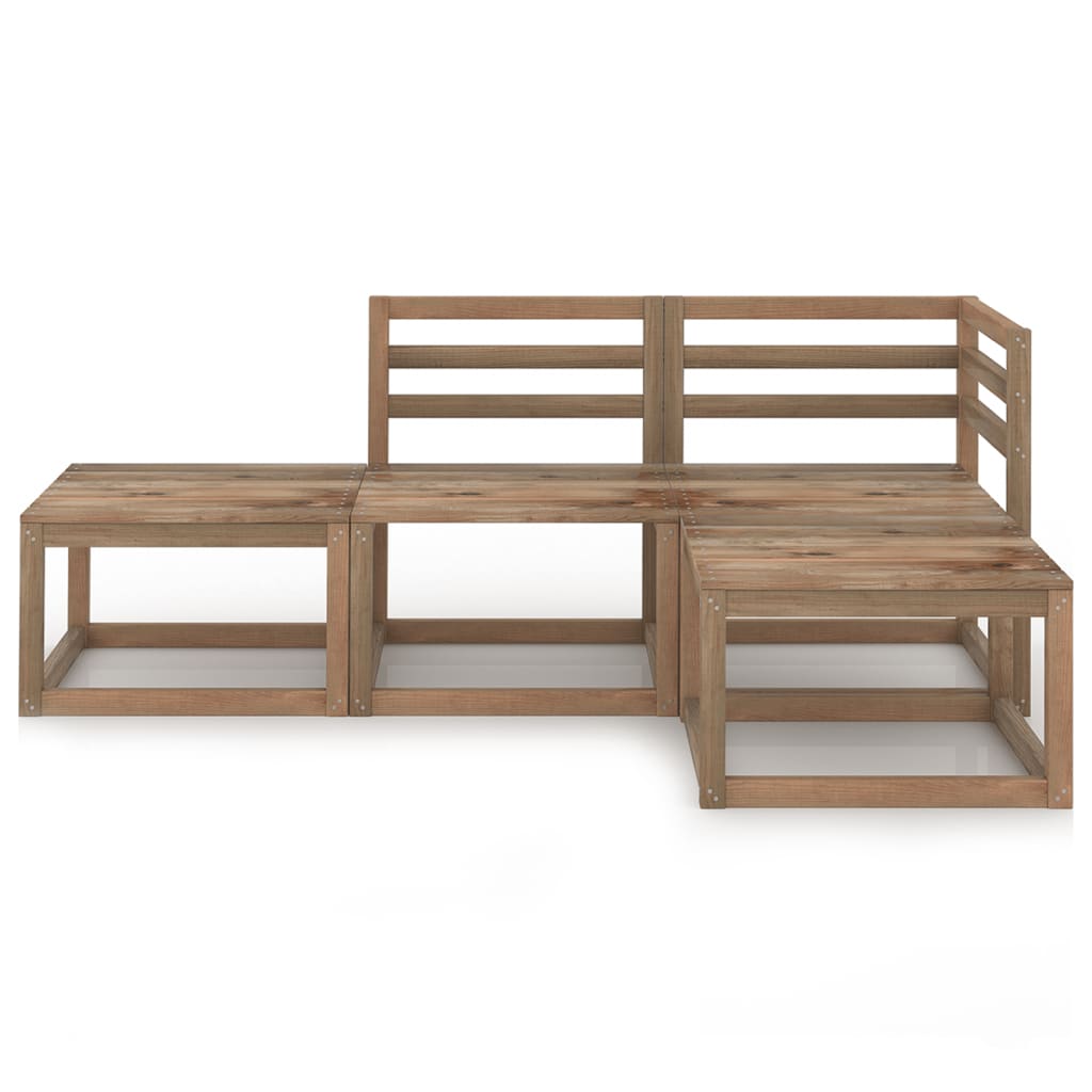 Set Divani da Giardino 4 pz in Legno di Pino Impregnato Marrone - homemem39