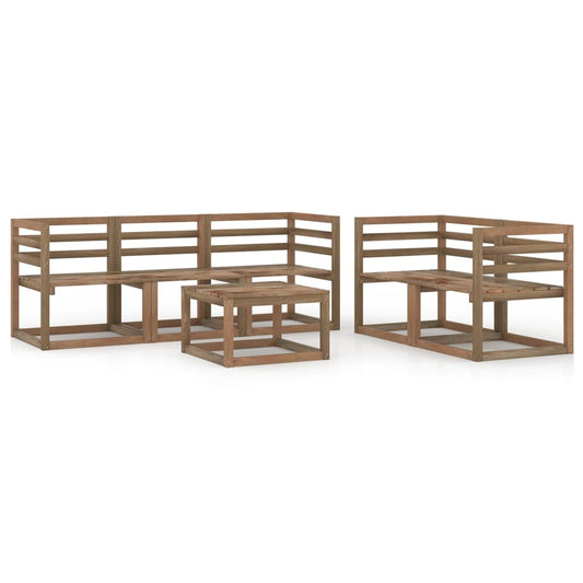 Set Divani Giardino 6 pz in Legno di Pino Impregnato Marrone - homemem39