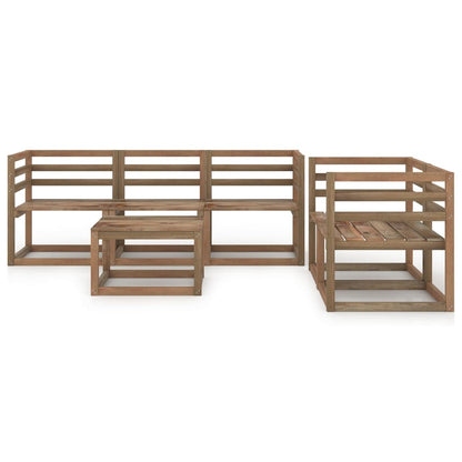 Set Divani Giardino 6 pz in Legno di Pino Impregnato Marrone - homemem39