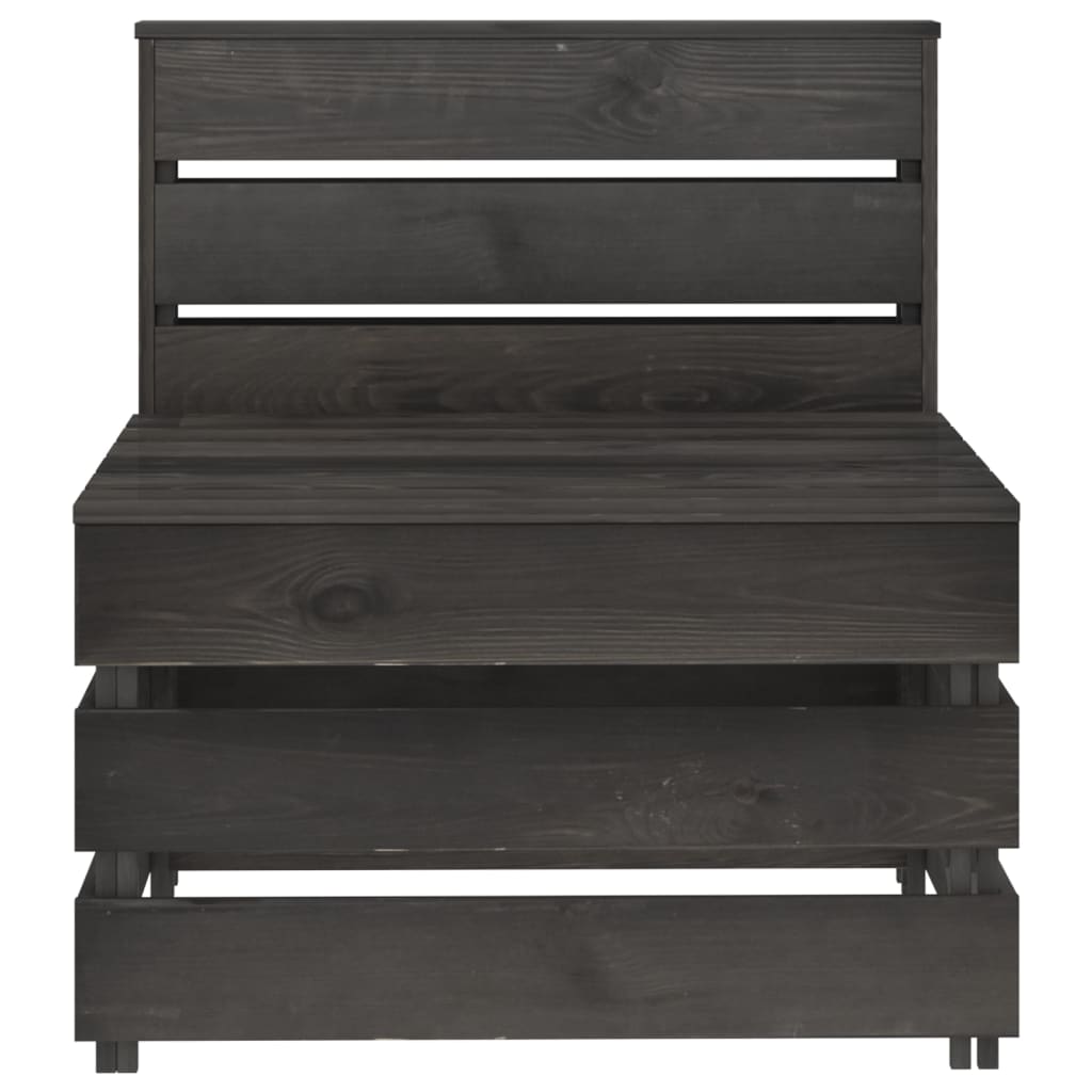 Divano Centrale Giardino su Pallet Legno Pino Impregnato Grigio - homemem39