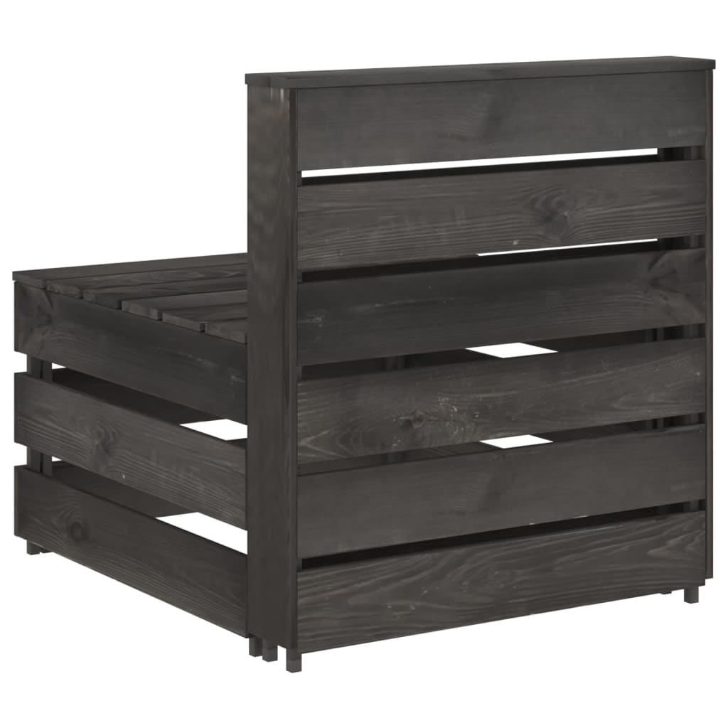 Divano Centrale Giardino su Pallet Legno Pino Impregnato Grigio - homemem39