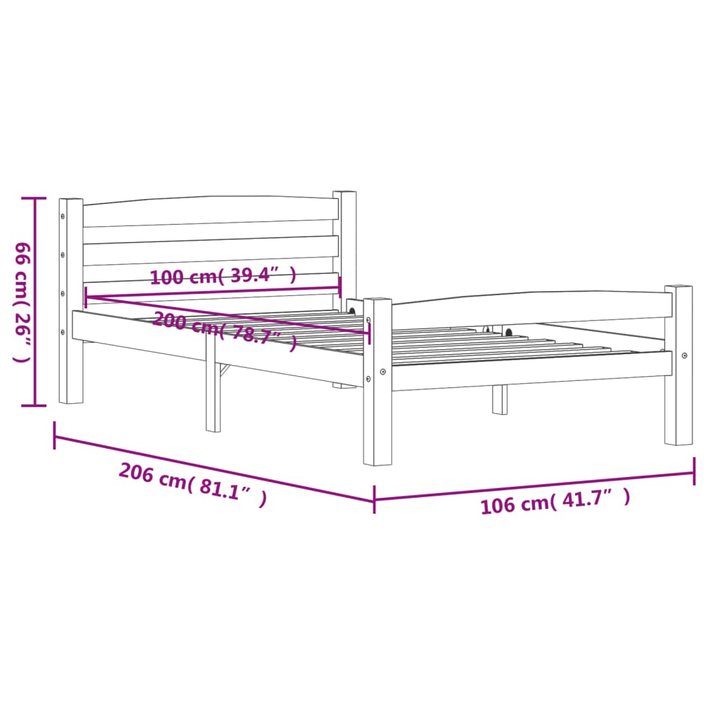 Giroletto in Legno Massello di Pino 90x200 cm - homemem39