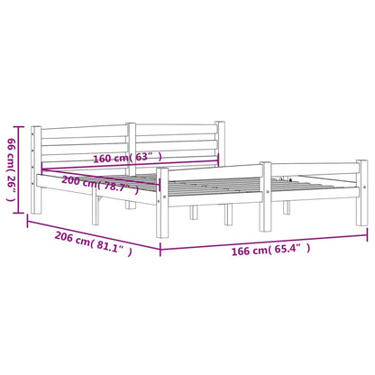 Giroletto Grigio Scuro in Legno Massello di Pino 160x200 cm - homemem39