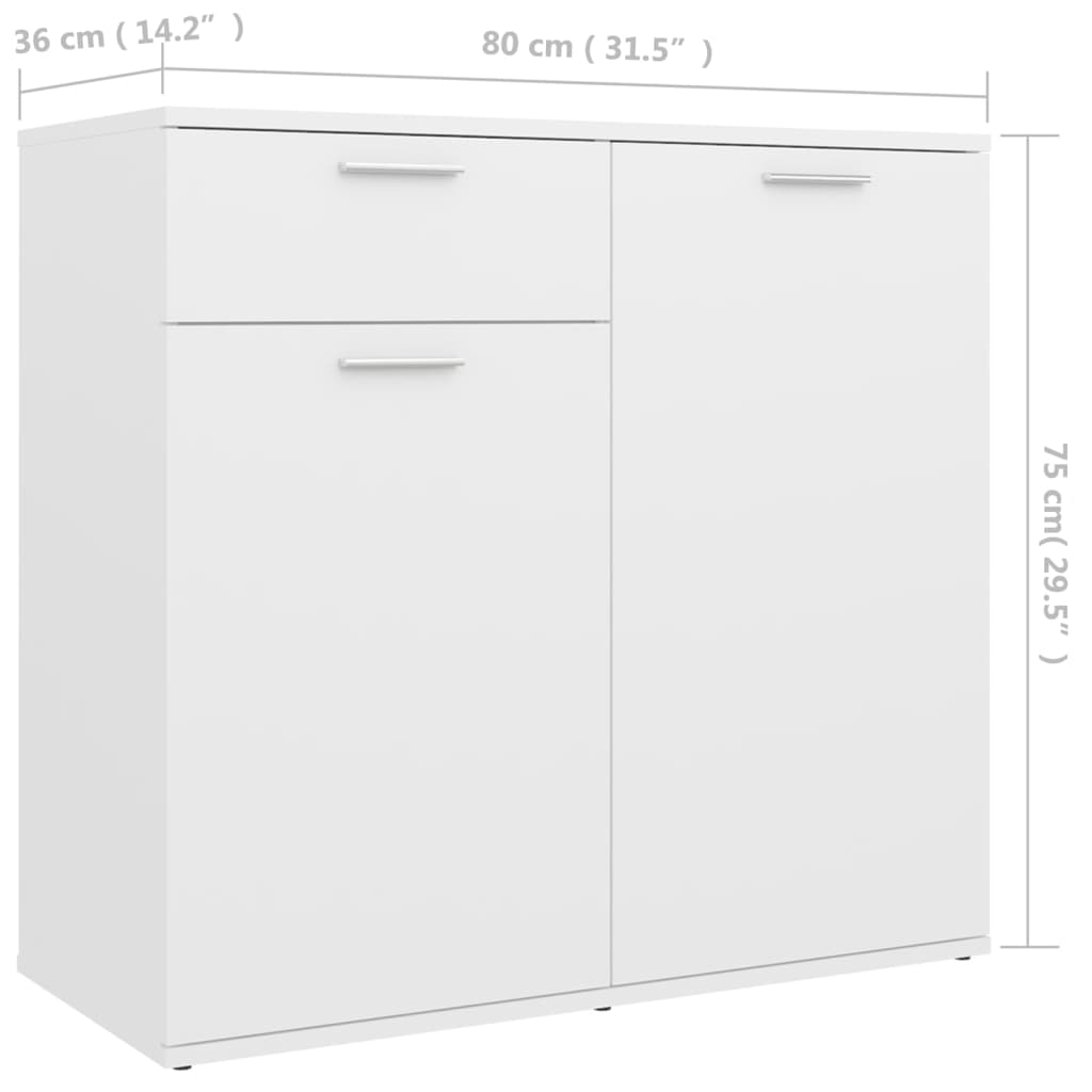 Credenza Bianca 80x36x75 cm in Legno Multistrato - homemem39