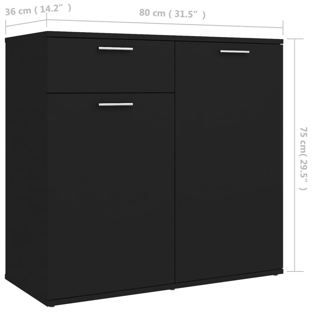 Credenza Nera 80x36x75 cm in Truciolato - homemem39