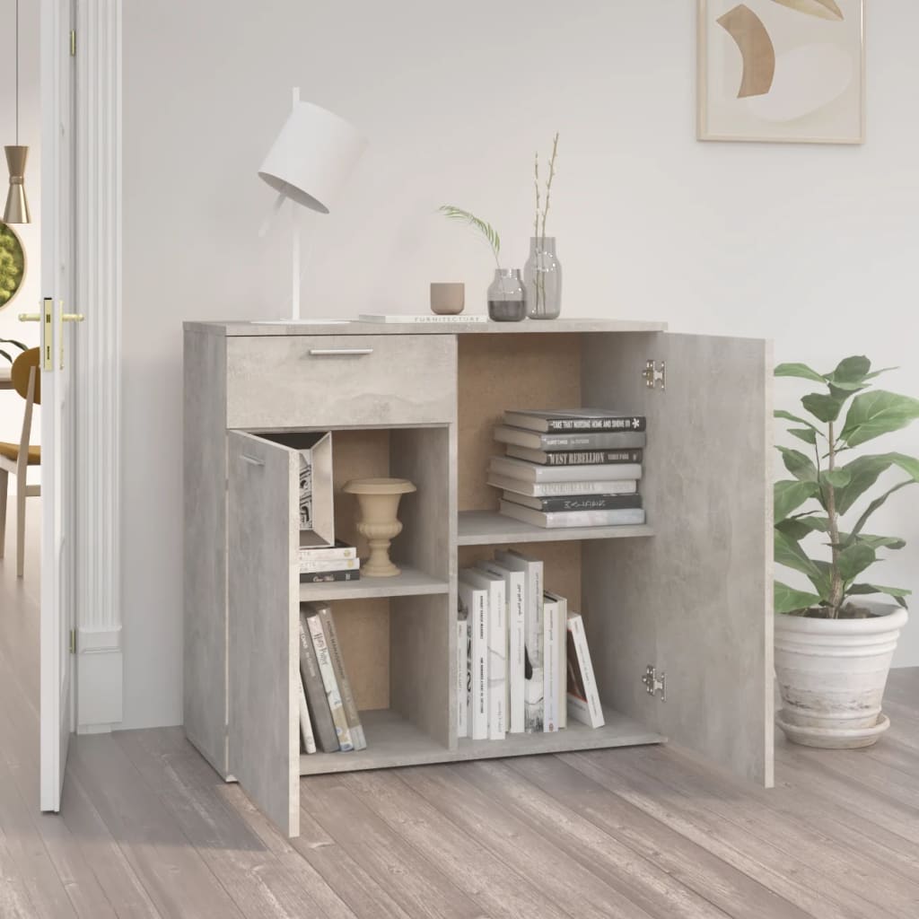 Credenza Grigio Cemento 80x36x75 cm in Truciolato - homemem39