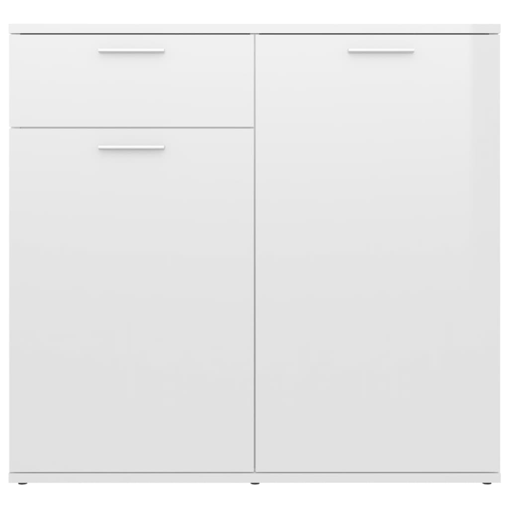 Credenza Bianco Lucido 80x36x75 cm in Legno Multistrato - homemem39