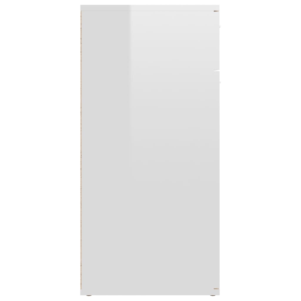 Credenza Bianco Lucido 80x36x75 cm in Legno Multistrato - homemem39