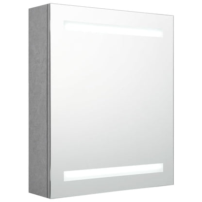 Armadietto Bagno con Specchio e LED Grigio Cemento 50x14x60 cm - homemem39