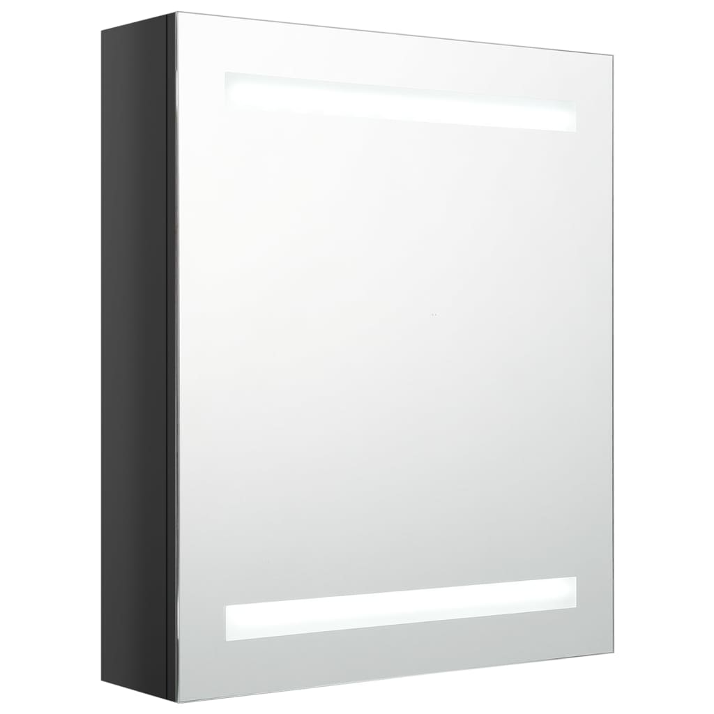 Armadietto Bagno con Specchio e LED Nero Lucido 50x14x60 cm - homemem39