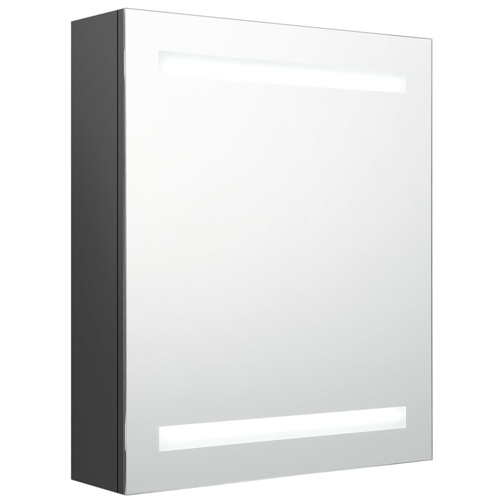 Armadietto Bagno con Specchio e LED Grigio 50x14x60 cm - homemem39