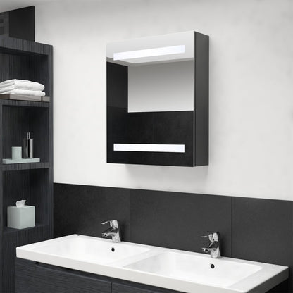 Armadietto Bagno con Specchio e LED Grigio 50x14x60 cm - homemem39