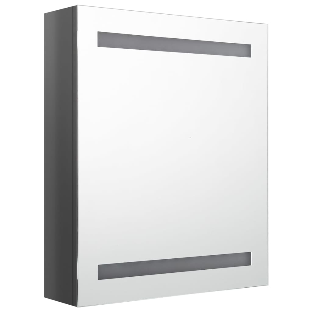 Armadietto Bagno con Specchio e LED Grigio Lucido 50x14x60 cm - homemem39