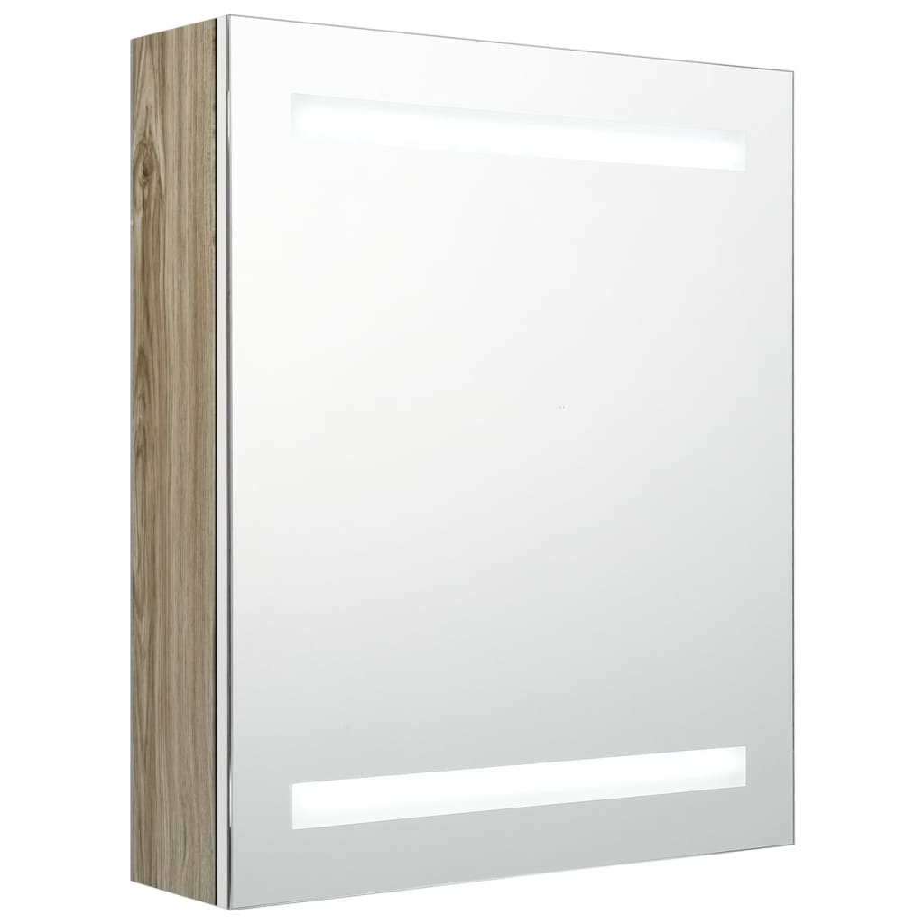 Armadietto Bagno con Specchio e LED Bianco e Rovere 50x14x60 cm - homemem39