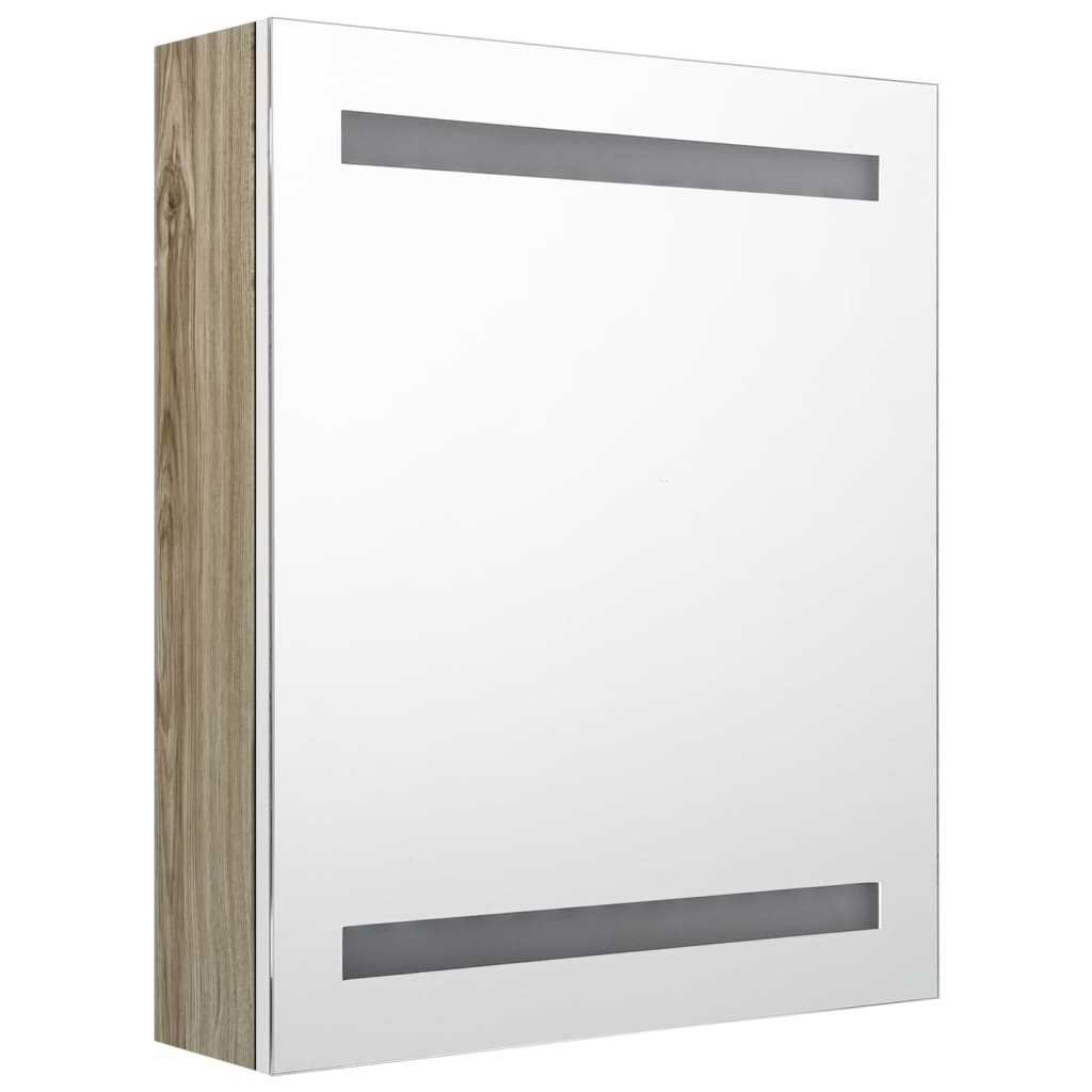 Armadietto Bagno con Specchio e LED Bianco e Rovere 50x14x60 cm - homemem39