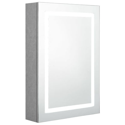 Armadietto Bagno con Specchio e LED Grigio Cemento 50x13x70 cm - homemem39