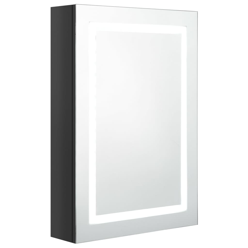 Armadietto Bagno con Specchio e LED Nero Lucido 50x13x70 cm - homemem39