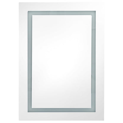 Armadietto Bagno con Specchio e LED Bianco e Rovere 50x13x70 cm - homemem39