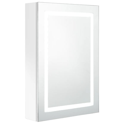 Armadietto Bagno con Specchio e LED Bianco Lucido 50x13x70 cm - homemem39