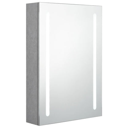 Armadietto Bagno con Specchio e LED Grigio Cemento 50x13x70 cm - homemem39