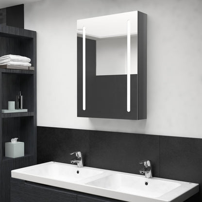 Armadietto Bagno con Specchio e LED Grigio Lucido 50x13x70 cm - homemem39