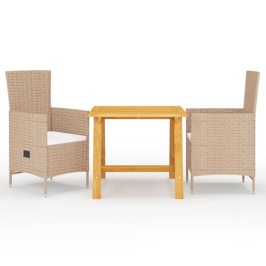 Set Mobili da Pranzo per Giardino 3 pz Beige - homemem39