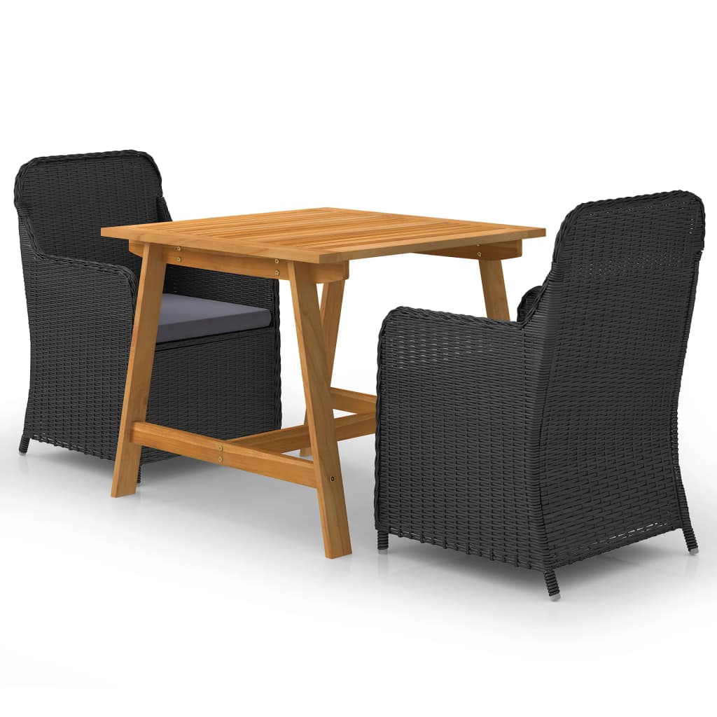 Set Mobili da Pranzo per Giardino 3 pz Nero - homemem39