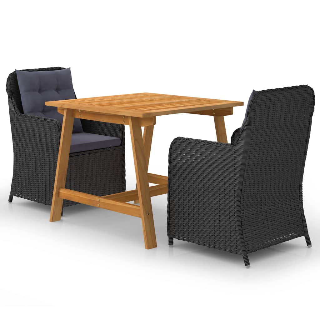 Set Mobili da Pranzo per Giardino 3 pz Nero - homemem39